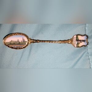 Moscow Souvenir Spoon with Gold and Pink Accents